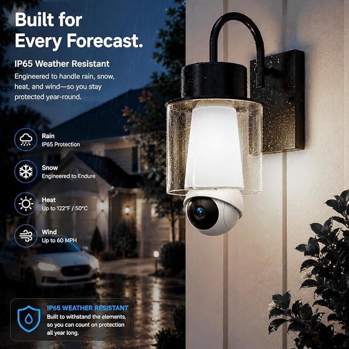 Light Bulb Security Camera, Smart AI Cam 2K HD Outdoor Lightbulb Camera, 5G&2.4G WiFi PTZ Camera, 1000-Lumen LED, Color Night Vision, 911 Emergency Calling, Motion Dection (1Pack)
