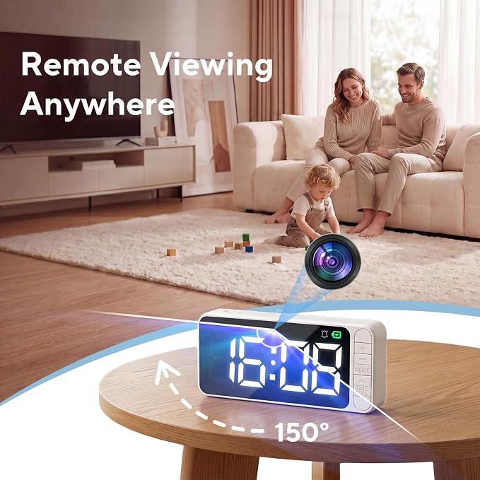 Hidden Camera Magnetic Clock 4K WiFi Indoor Camera, Small Nanny Cam with Long Battery Life, Motion Detection, Night Vision, and Remote Live Stream with App