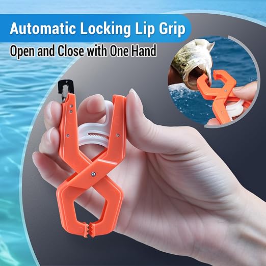 Fish Scale Digital Fishing Scale with Lip Gripper & Replaceable Hook, Auto Unit Recall, 110 lb Capacity, Memory & Total, Multi-Mode lb/oz/kg with LCD Display, Fishing Gift for Men