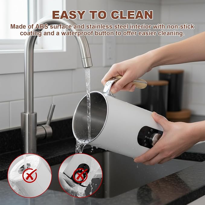 5 in 1 Electric Milk Frother Automatic Hot & Cold Foam Maker Auto Shut-Off Durable Detachable Milks Frother Fast Frothers Safe BPA Free Easy to Use and Clean for Heated Milks, Matcha (White)