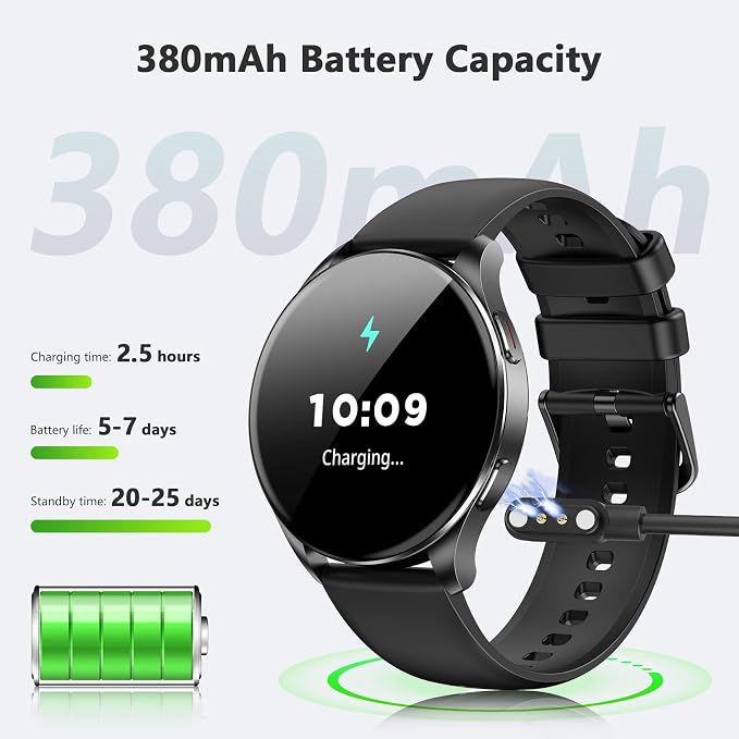 Blackview Smart Watch for Women Men (Make/Answer Calls),1.43''AMOLED Touchscreen Fitness Tracker with 100+ Sports Modes, Heart Rate/SpO2/Sleep Monitor/2 Straps, Smartwatch for iPhone & Android