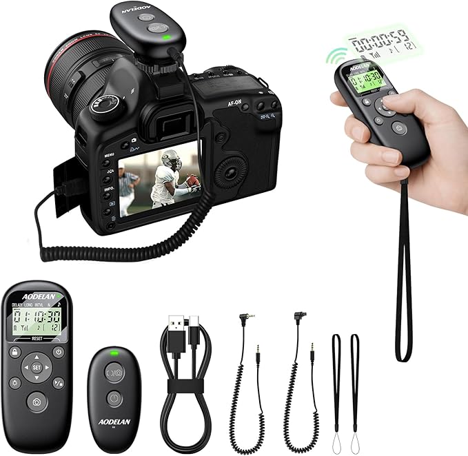 AODELAN USB-C Rechargeable Intervalometer Timer Remote Control, Wireless Shutter Release for Canon EOS RP R6 Rebel T7 T6 T5 T3 SL2 5D Mark II III IV 6D Mark II 7D Mark II 7D Series 5D Series