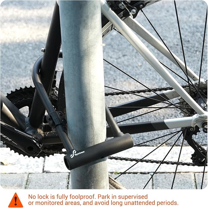 Sportneer Bike Lock: Heavy Duty Bike U Lock with 6ft Security Steel Cable - 18mm Shackle Bicycle U-Locks with Keys and Sturdy Mounting Bracket for Road Mountain Bike Bicycle, Size 11.5''x6.25''