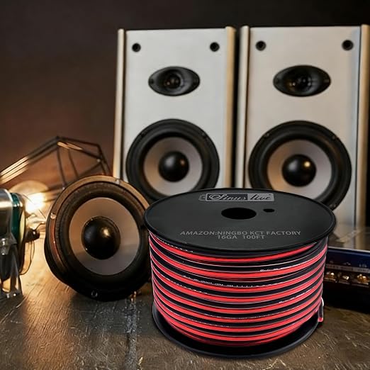 Sinus Live 16 AWG Gauge Speaker Wire Speaker Cable Stereo, Car or Home Theater, Red and Black,CCAM (100FT CCAM)