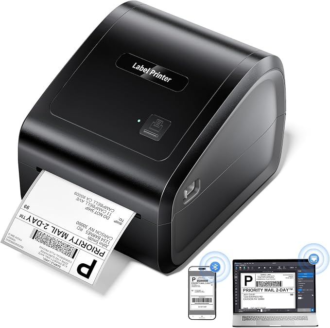 Bluetooth Thermal Label Printer 4x6, Ethernet Shipping Label Printer, D550 Pro Wireless Thermal Labels Printers for Small Business,Office, Home,Support Bluetooth/Ethernet/USB