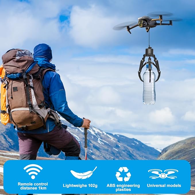Drone Grasping & Airdrop System - Mantis Mechanical Claw Hook Grabber with Payload Release Compatible with Dji Mavic 3 Classic/Pro/Air 3S/2S/Mini 4 Pro/3/2 SE, Intelligent Transport Delivery Kit for Rescue, Fishing, Fixed-Point Drop Accessories