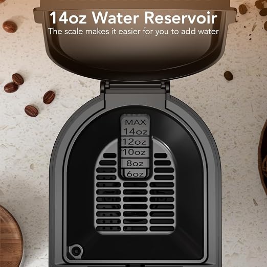 COWSAR Single Serve Coffee Maker, Two Holders for Capsule & Ground, Adjustable Funnel Height, Brew 6oz to 14oz, One-Touch Switch, Security protection, Easy to Clean, Commercial Ideal for Home/Office
