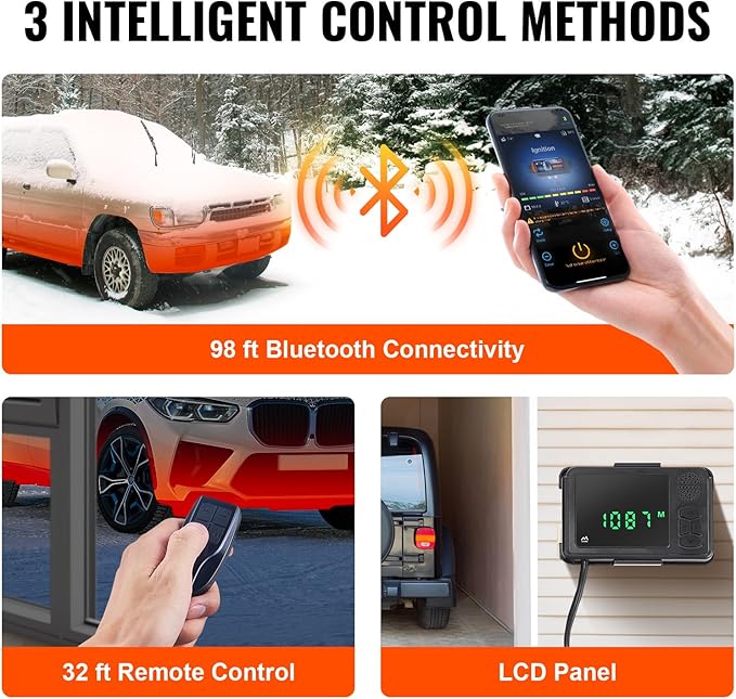 VEVOR Bluetooth App Control Diesel Air Heater, 12V 2KW Diesel Heater with Automatic Altitude Adjustment, Remote Control and LCD, Diesel Parking Heater for RV Trailer Camper Van Boat and Indoors