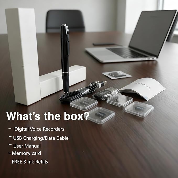 64GB Digital Voice Recorder Pen, 1080P HD Multimedia Recorder for Lectures Meetings Interviews, Professional Dictaphone with 3 Ink Refills, One-Key Manual Operation, USB Transfer
