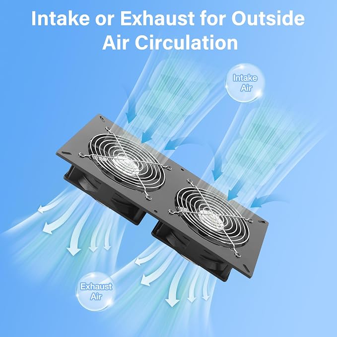 Fanspex Solar 2 Fan Kit, Waterproofed Solar Powered Fans for Outdoor Chicken Coop, Greenhouse & Shed Intake or Exhaust Air