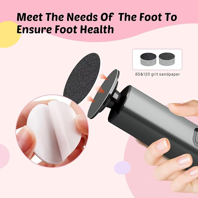 Electric Foot Callus Remover, 9-Speed for Dead Skin, Aluminum Alloy, Nano Glass Disc, Type-C Rechargeable, Replacement Discs, Storage Case – Spa Pedicure, Relaxing Self-Care (Gunmetal)
