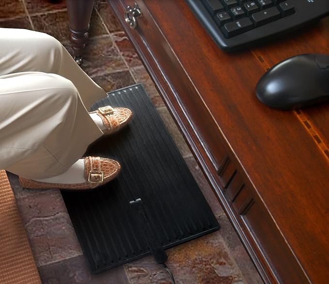Cozy Products Electric Foot Warmer, Large and Portable Heated Rubber Mat, Personal Space Heater for Home, Office, Garage, and Car, 120 Watts, 8 lbs, 22.95" x 13.97" x 0.70"