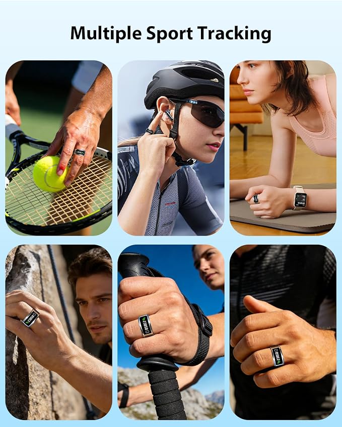 LETLET Smart Ring for Women for Men,60 Health Metrics,Accurately Monitors Heart Rate,Blood Oxygen (SpO2),Sleep,Stress and Women’s Health Metrics.Fitness Rings for Women,Ultra-Thin(Sliver, 12#)
