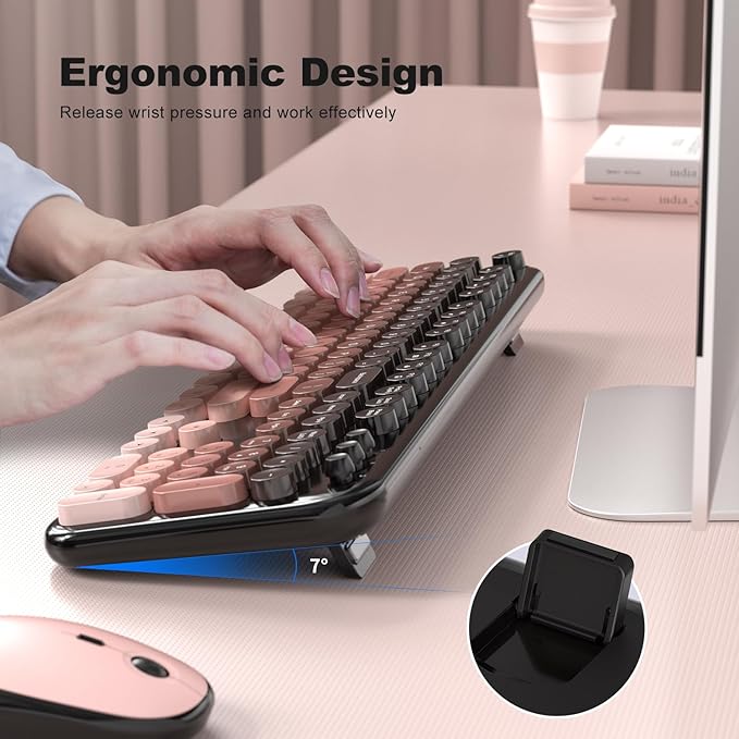 MOFII Wireless Keyboard and Mouse Combo - BlackBerry Gradient Full-Sized Plug and Play Colorful Computer Keyboards - 104 Keys Round Keycap USB 2.4G Cute Keyboard for Windows/Laptop/Mac/Desktop/PC