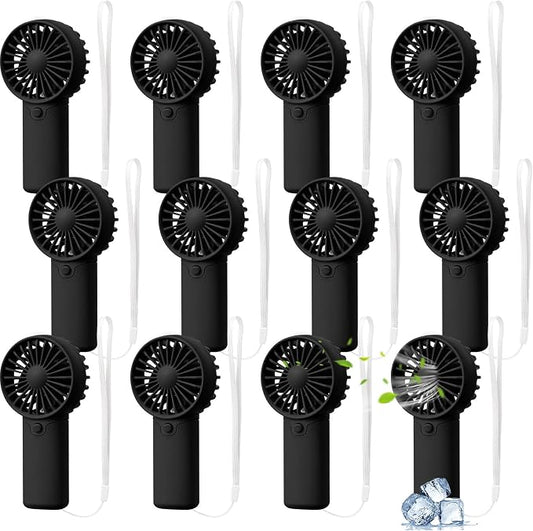 Rossesay 12 Pcs Mini Portable Fan Handheld Battery Operated Portable Small Personal Fans for Summer Beach Indoor Outdoor Travel Cooling Gift (Black)