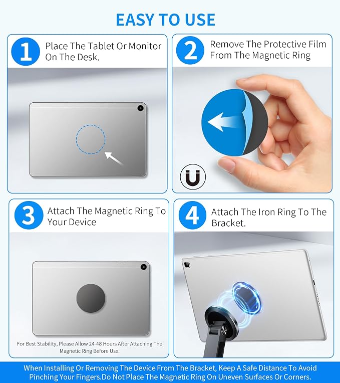 Adjustable Portable Magnetic Monitor/iPhone/Tablet Stand Magnetic Quick-Release - Foldable 10.1 10.5 11 11.6 12 12.5 15.6 17 17.3 18 18.5 inch Portable Monitor iPad Air mini Pro Samsung POS, Kindle