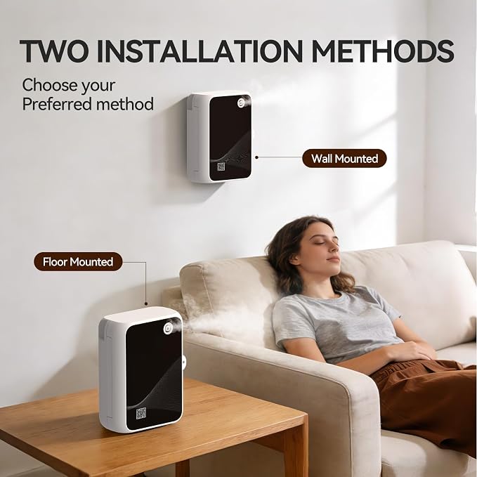 Waterless Essential Oil Diffuser-500ml Large Capacity,Smart App Control,Timer Function,Low Noise for Large Room up to 2000 sq.ft,for Home,Office,Hotel,Black-White Combo