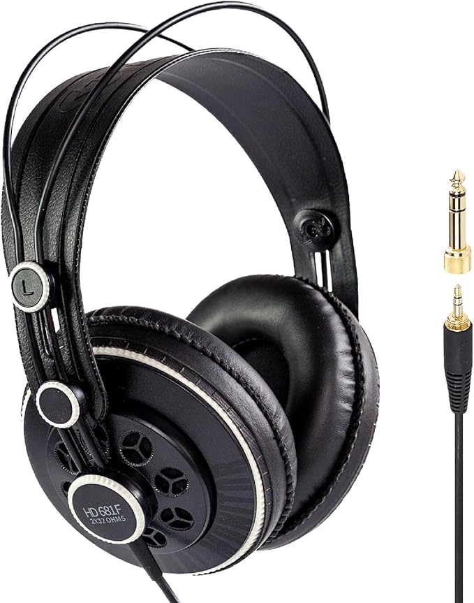 Superlux HD681F Studio Monitor Headphones Over Ear Wired with 50mm Neodymium Driver, Semi-Open, Sweet Vocal Sound, Copper-Coated Aluminum Wire for Live Music Hall Listening Session Podcast Stream