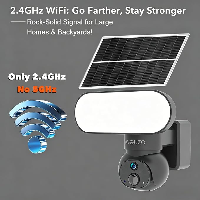 Floodlight Camera Solar Wireless, 360° PTZ Outdoor Security | 1500LM Light, Color Night Vision, 64GB SD, 2.4G WiFi, Solar/Battery, AI Human Detection, 2-Way Audio, Siren Alarm, IP65