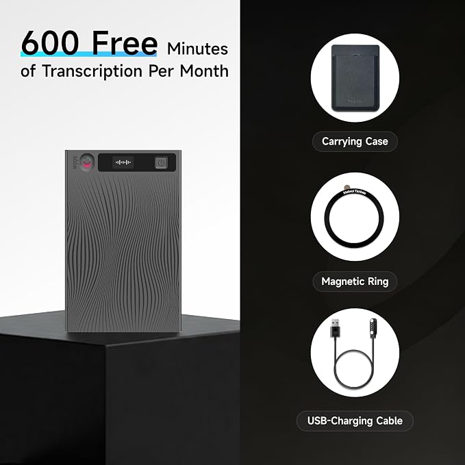 Mobvoi TicNote AI Voice Recorder, AI Transcription & Summary, APP Control, 120+ Languages, Dual-Mode Recording, 64GB Memory, Digital Voice Recorder for Meeting Lecture Call, 2026 New Version