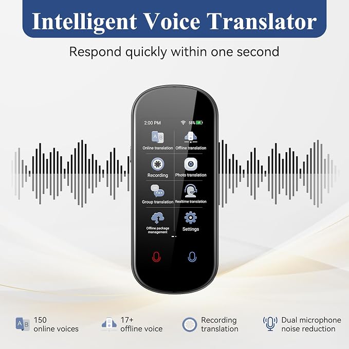 Language Translator Device, VORMOR Two-Way AI Voice Translator for Voice/Text/Offline/Photo Translation 150+ Language Online Translation Portable Tow Way Translator Device for Business Learning Travel