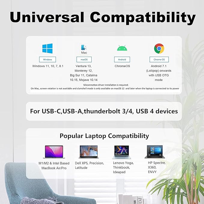 WAVLINK USB 3.0 or USB C to Dual HDMI Adapter, HDMI Splitter Extended Display for Dual Monitors, Support 3 Separate Screens for Windows, MacOS, Thunderbolt 3/4, 1080P@60Hz