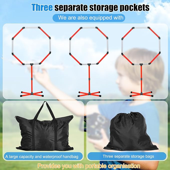 Drone Obstacle Course Kit, 3 Sets of 27” Hoop Size - Large-sized Loop for RC FPV Drone Beginners, Reducing The Risk of Collision, Portable Game Loop Gate System with Separate Storage Bag
