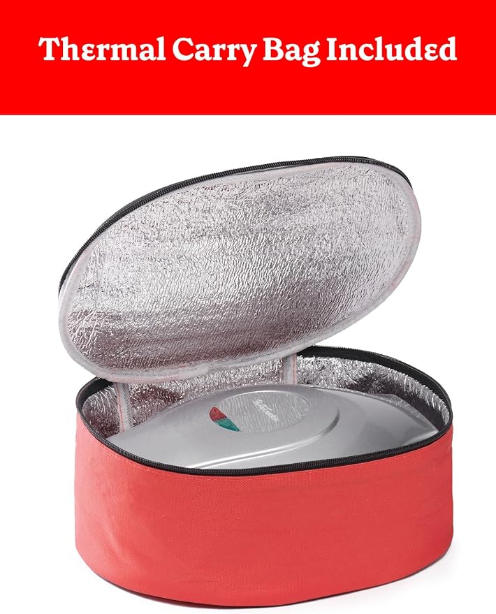Betty Crocker 8" Travel Pizza Maker Plus, Indoor Electric Grill With Insulated Travel Bag, Nonstick Pan for Pizzas, Quesadillas, Nachos and more, Pizza Machine for Delicious Meals and Snacks, Silver