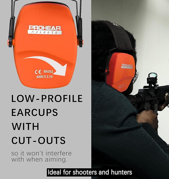 PROHEAR Ear Protection Safety Earmuffs for Shooting Noise Reduction Slim Hearing Protector