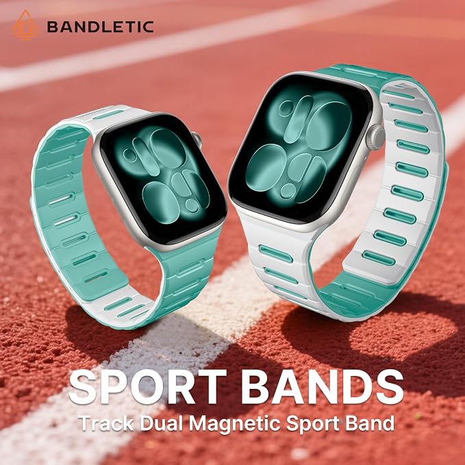 Bandletic Reversible Magnetic Band Compatible with Apple Watch 42mm(Series 11 10) Men Women 41mm/40mm/38mm, Strong Magnet Wristbands Soft Silicone Straps for iWatch Series 9 8 7 6 5 4 SE3 SE2 3 2 1