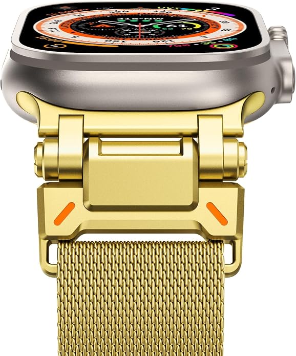 WINGLE Milanese Loop for Apple Watch Band Ultra 3/2/1 Band Ultra 49mm Series 11 10 46mm 45mm 44mm SE 3/2/1 Series 9 8 7 6 5 4 3 Men Women,Parachute-Style Buckle Stainless Steel Mesh Metal iWatch Bands