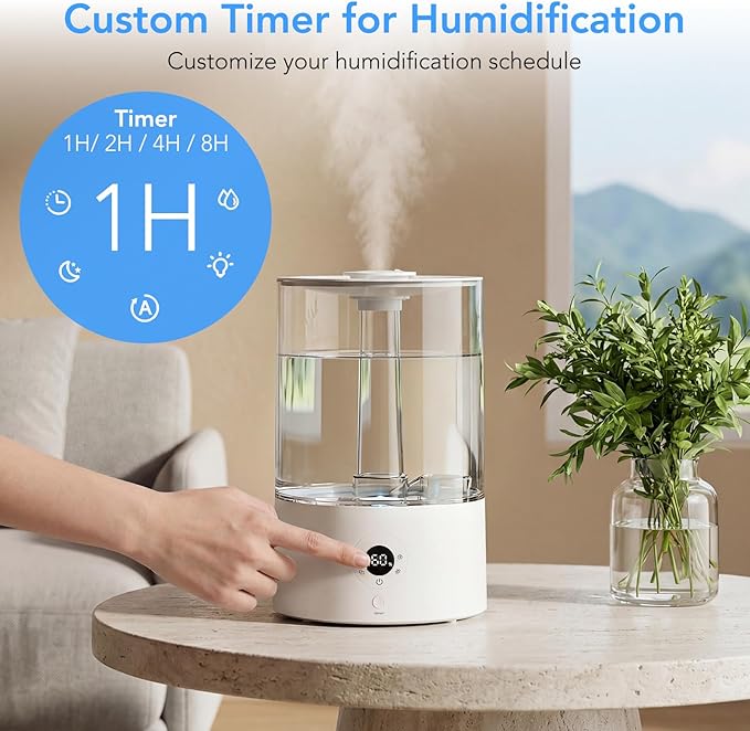 Electactic 3.8L Top Fill Humidifier for Bedroom, Auto Constant Humidity, Smart Control, Quiet Ultrasonic Cool Mist, 360 Nozzle, 3 Mist Levels, 7-Color Light for Home Office Baby Room