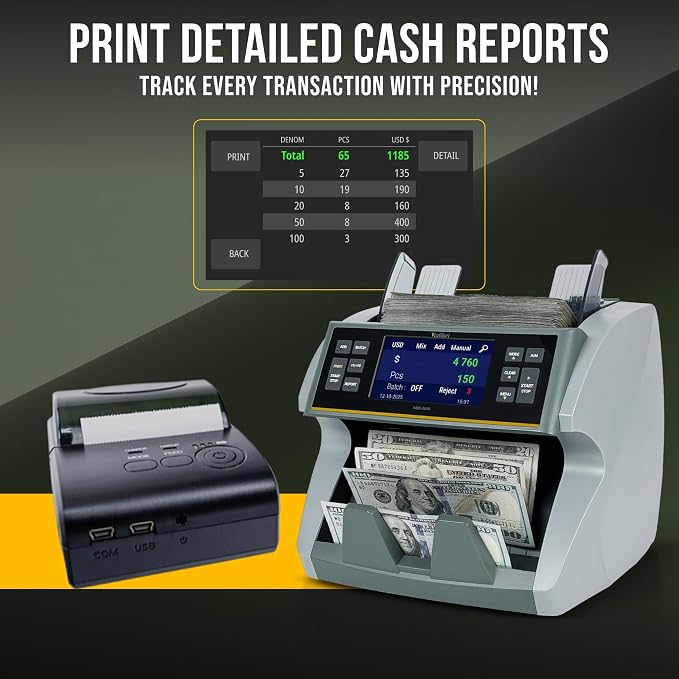 Kolibri Portable Thermal Printer with 90mm per Second Speed, USB and RJ232 Cable are Included - Bill Counter Printer