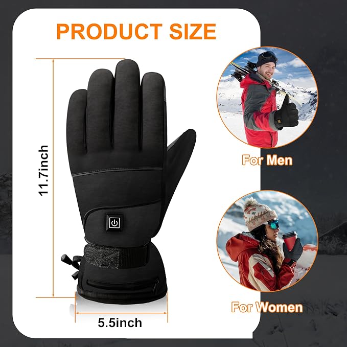Heated Gloves 3.7V 3200mAh Heating Gloves Waterproof Windproof Hand Warmers for Skiing Hiking Hunting Fishing Snowboarding Cycling