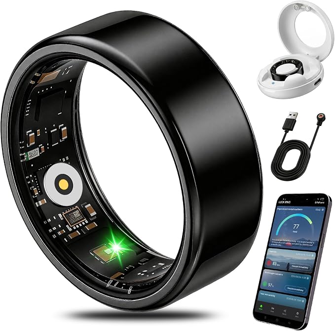 Smart Health Fitness Ring for Women & Men, Activity Tracker with Step Counter, Sleep Monitor & Stress Tracking, Waterproof, Compatible with Android & iOS, No Subscription Fee