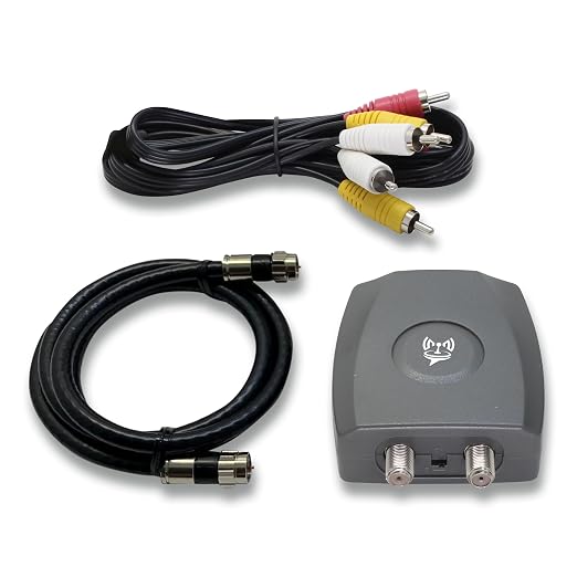 SatelliteSale RF Modulator RCA Composite to RF Coaxial Converter Includes AV RCA Cable and Power Supply