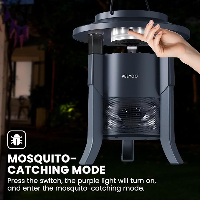 Mosquito Trap & Bug Zapper Indoor Outdoor, Fly Trap with LED Light, Fan, Sleep and Timer Modes, Black