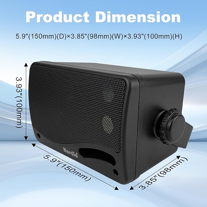 Herdio 3.5 Inch Passive Outdoor Speakers Wired Waterproof Wall Mount Speakers with 400W Superior Sound, All-Weather Durability, for Home Patio Garden Marine Boat Garage Indoor,4-Pack Balck