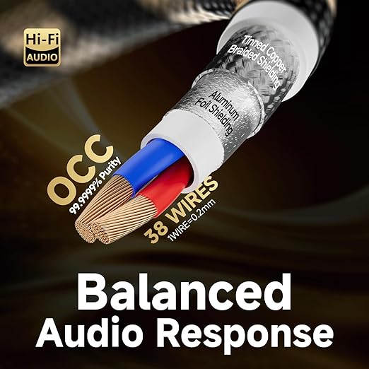 TODN RCA to 3.5mm Audio Cable for Audiophile with Upgraded OCC-Core, Dual Shielded Aux to RCA Cable for Smartphone/Tablets to Speaker/Amps (3ft/1m)