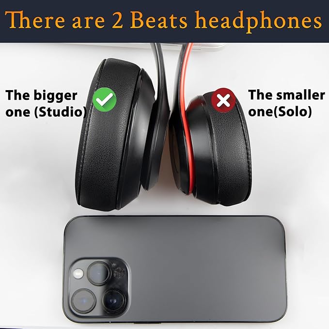 SoloWIT Replacement Ear Pads Cushions for Beats Studio 2 & Studio 3 Wired & Wireless Headphones, Earpads with Soft Protein Leather, Noise Isolation Memory Foam, Added Thickness - Red
