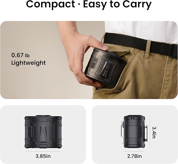 KIWIHOME Portable Waist Fan with 360° Rotatable Airflow & 10° Vertical Adjustment, Clip-On Belt Fan with Physical Power Switch, 4-in-1 Wearable Fan for Outdoor Work, Camping, Travel, Summer Events