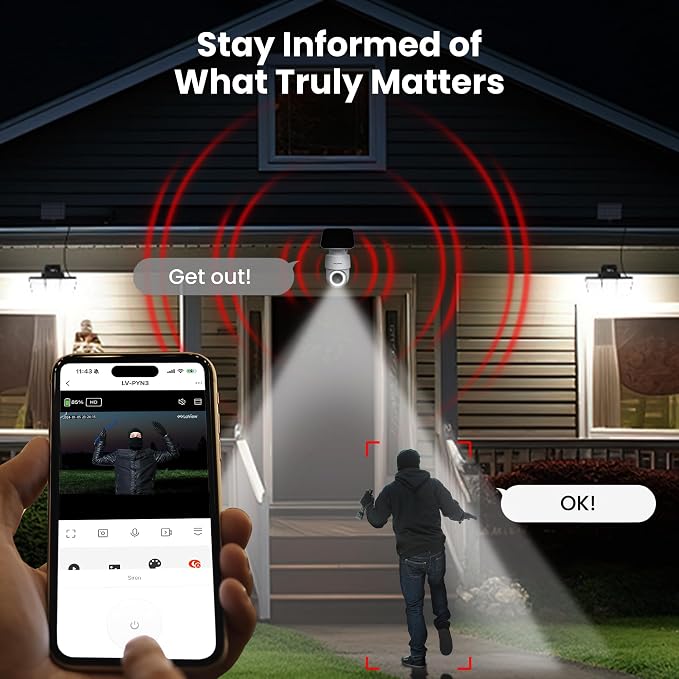 LaView 2K 3MP Solar Security Cameras Wireless Outdoor, Cameras for Home Security, 360° Pan & Tilt Rechargeable Battery Outdoor Camera, IP65, Color Night Vision, Two-Way Audio, Work with Alexa(2 Pack)