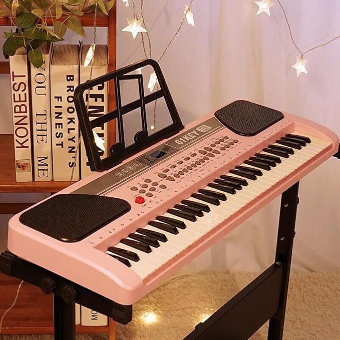 iMeshbean 61 Key Keyboard Piano,Electric Piano Keyboard with Stand for Beginners,Digital Music Keyboard with Microphone,Keyboard stand,Built-In Stereo Speakers