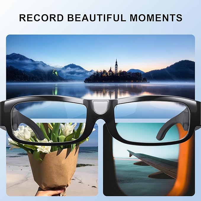 4K HD Camera Glasses, 2025 Upgrade Video Smart Glasses for Indoor & Outdoor Sports,Cycling, Driving, Hunting, Hiking, Fishing - No App Needed(64GB TF Card Include)