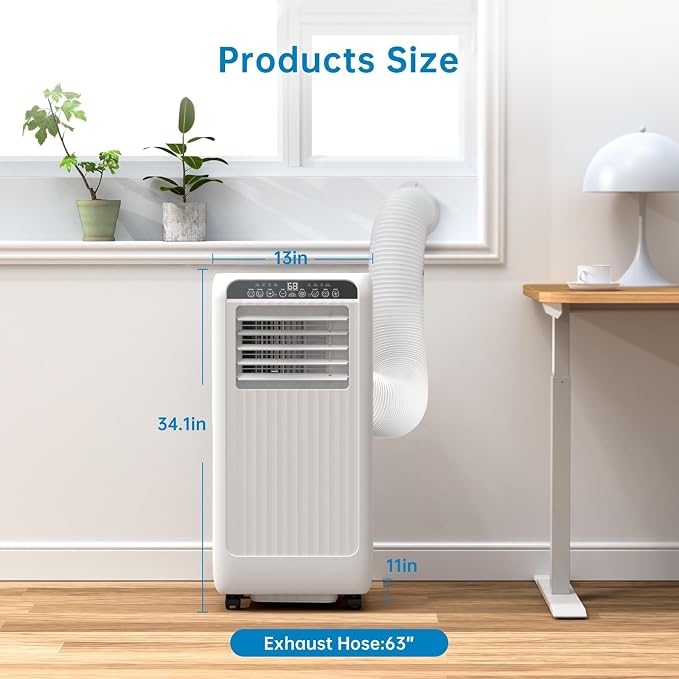 GarveeHome Portable Air Conditioners 8000 BTU, Energy Saving Air Conditioner with 3 Modes, Remote Control, and Quiet Operation, Perfect for Small Rooms, Apartments, and Dorms, Black
