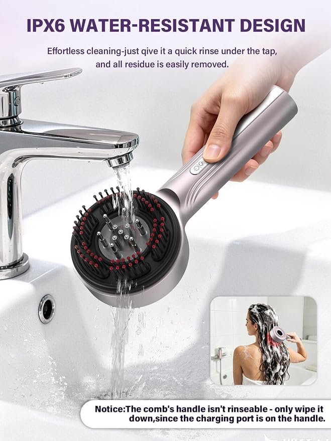 Electric Scalp Massage IPX6 Waterproof Hair Massager Oil Applicator Brush | Hair Massager Scalp Brush for Women Beauty Enthusiasts Home Spa Travel Shower Use Gentle Scratch Kneading Scalp Care Tool