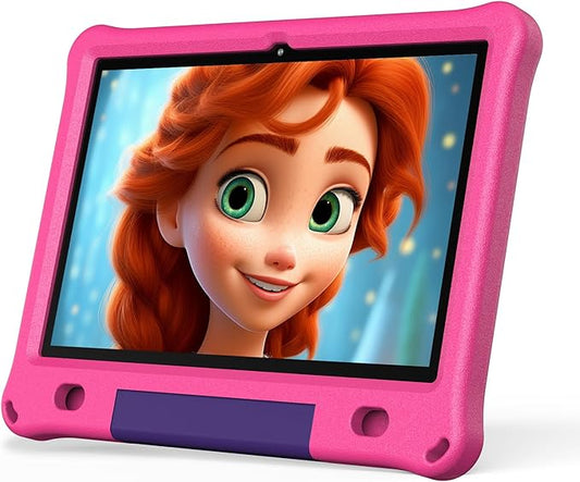 PRITOM Tablet Android 15, All-New 10'' Tablet Kids, Parental Control, 64GB+1TB Expandable Tablets for Kids, Child, WiFi6, Educational, Games, Kids Software Pre-Installed, with EVA Case (Pink)
