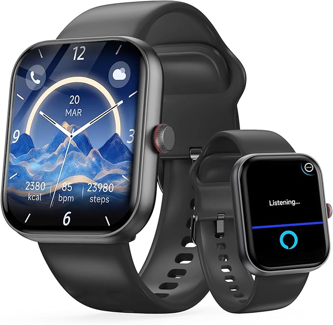 uaue Smart Watch for Men Women with Alexa Built-in, 1.91" HD IP68 Waterproof Fitness Watch with Bluetooth Call (Answer/Dial), Heart Rate/Sleep/Stress Monitor, 100+ Sports Tracker Reloj Inteligente