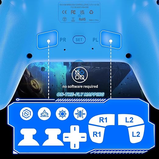 Nonbliep RGB Wireless Controller for PS5/PC, Bluetooth Controller with Turbo, Macro, 6-Axis Motion Control, Dynamic Vibration, 3.5mm Audio Jack, 1000mAh Battery, Speaker (Blue)