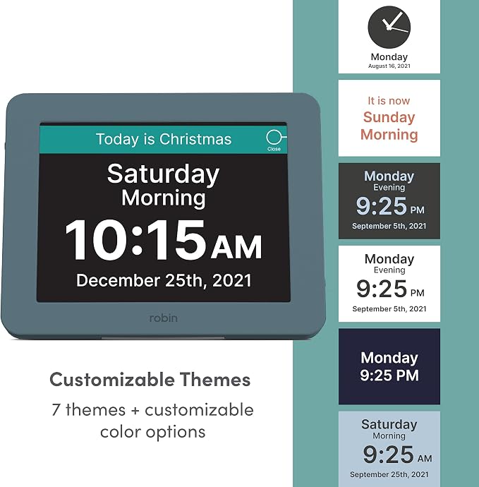 Robin Day Clock 2026 for Seniors, 8" Large Digital Calendar Dementia Clock with Talking Function, Alarms, Easy-to-Read Display for Elderly, Day Date Time, Medication Reminder, DST, Winter Blue